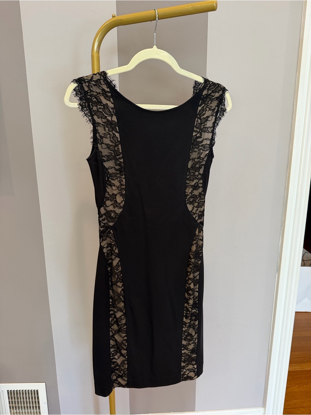 Rickie Freeman for Teri Jon Black Lace-Effect Midi Dress